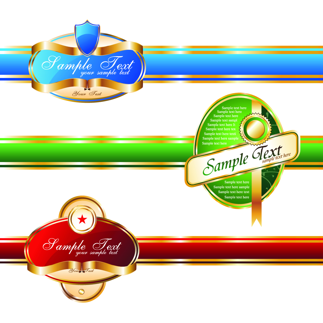 ribbon label template shiny colored modern design