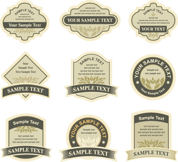 label templates classical flat shapes decor