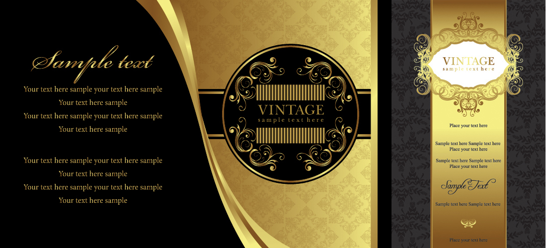 invitation card templates elegant retro golden black decor