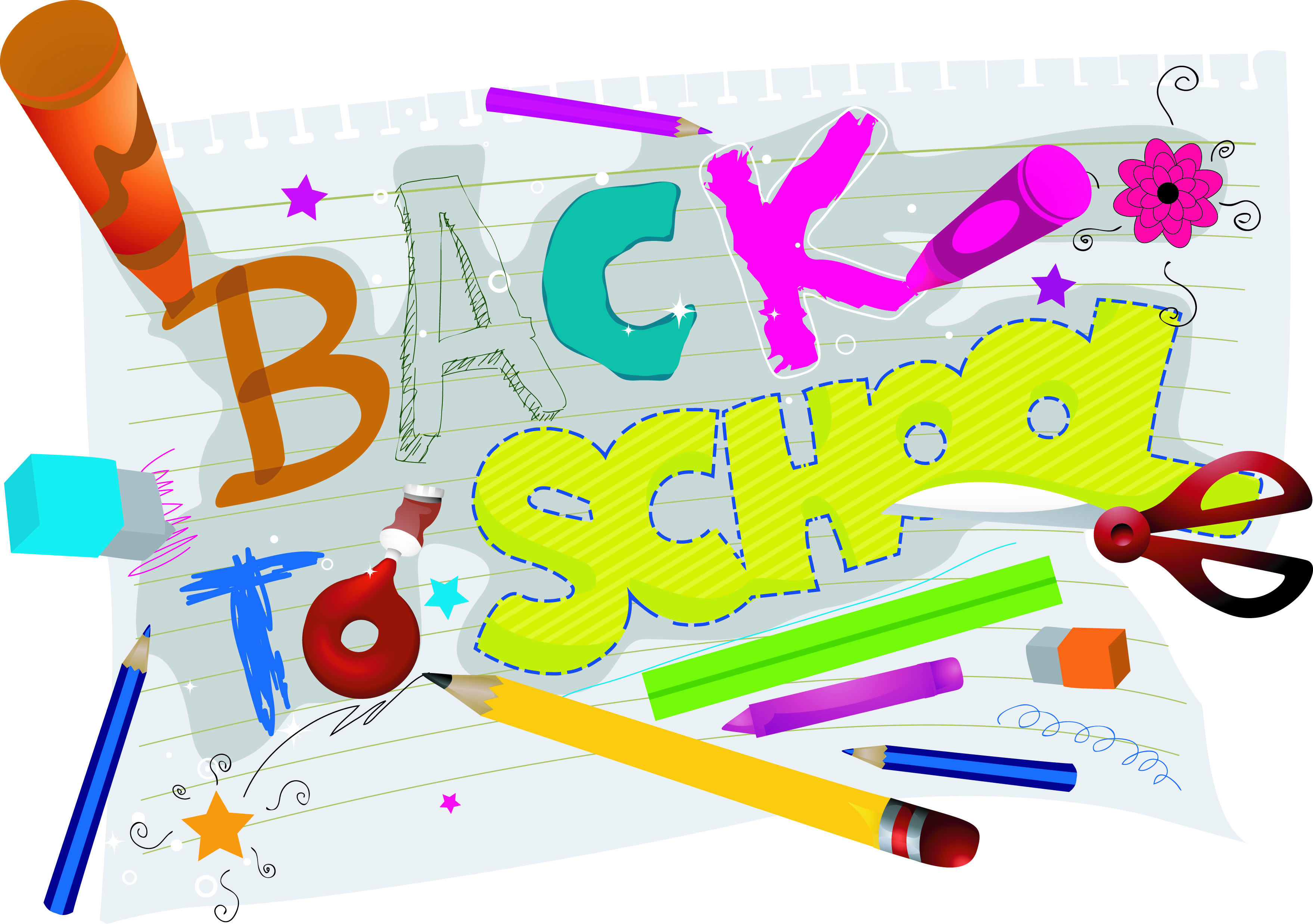 back to school banner handdrawn texts education tools