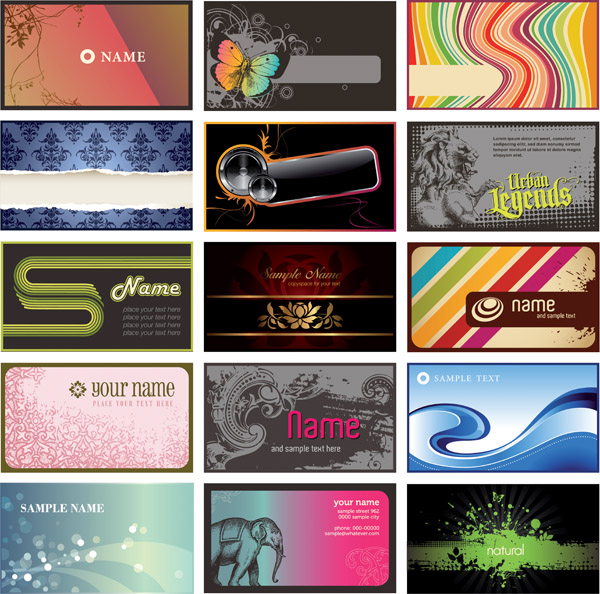 name card templates colorful modern classical decor