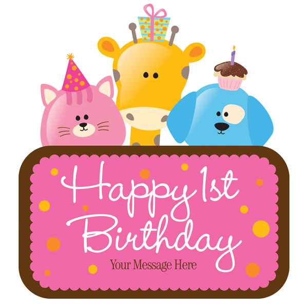 birthday banner cute animal icons texts board decor