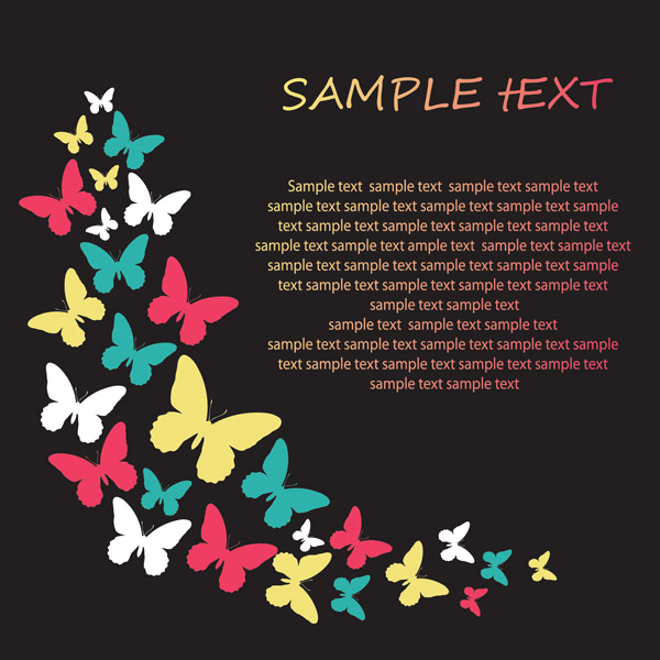 decorative background butterflies silhouettes decor colorful dark design