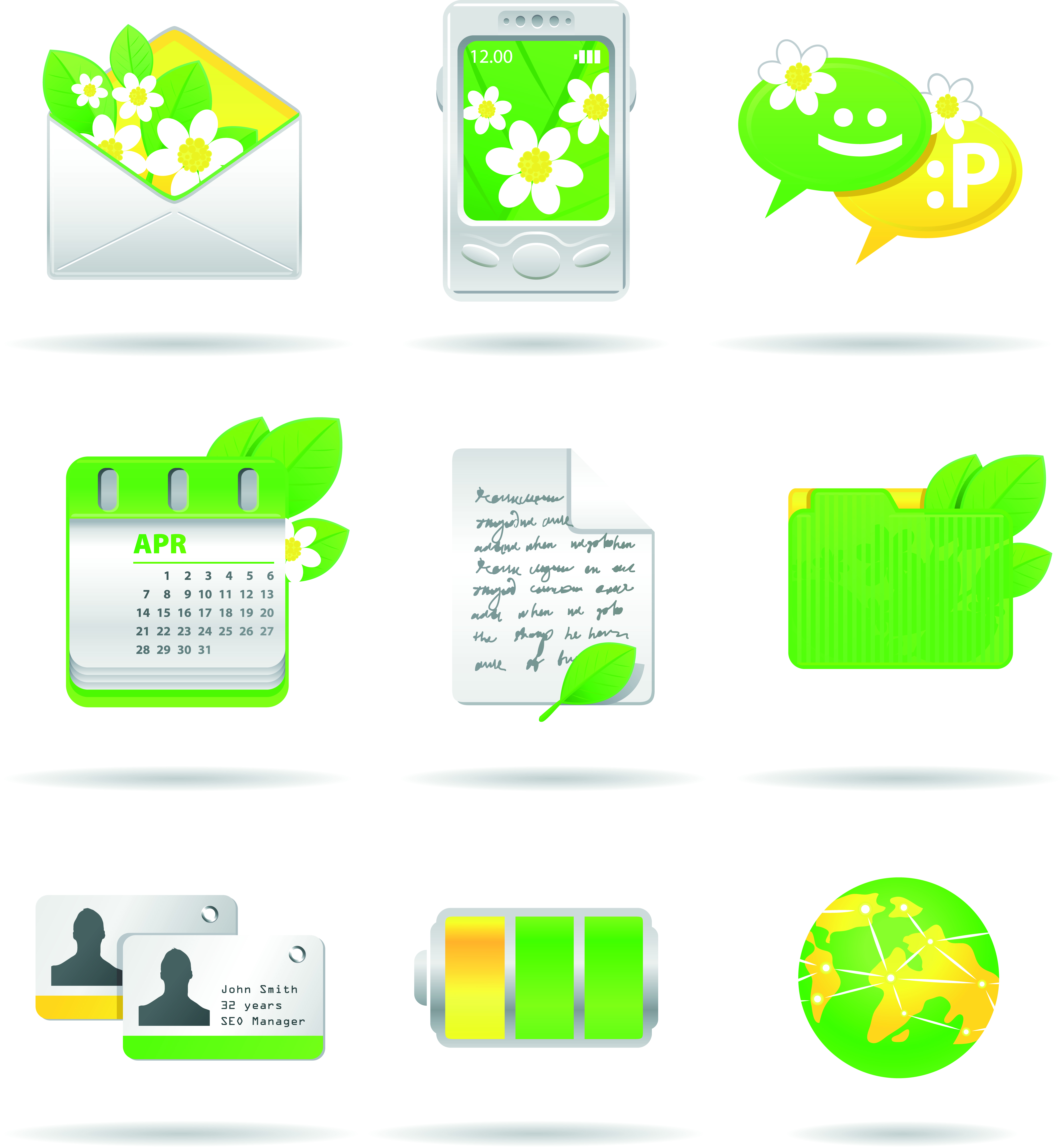 ui icons ecological themes decor yellow green design