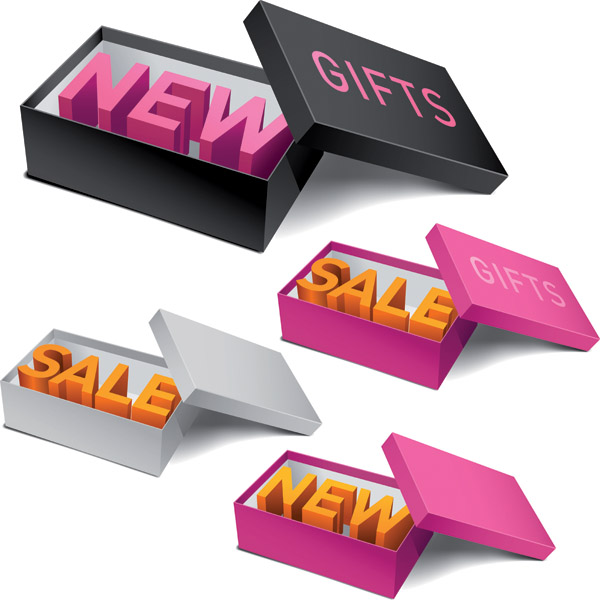 sales design elements box text icons modern 3d