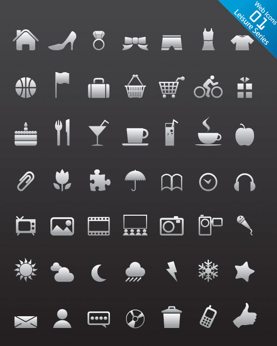 web design icons collection flat black white sketch