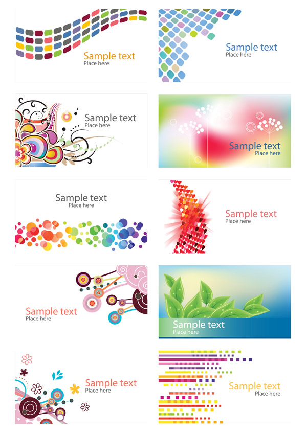 name card templates colorful decor nature abstract themes