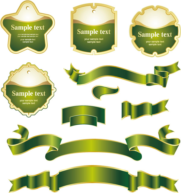 label ribbon templates shiny yellow green design