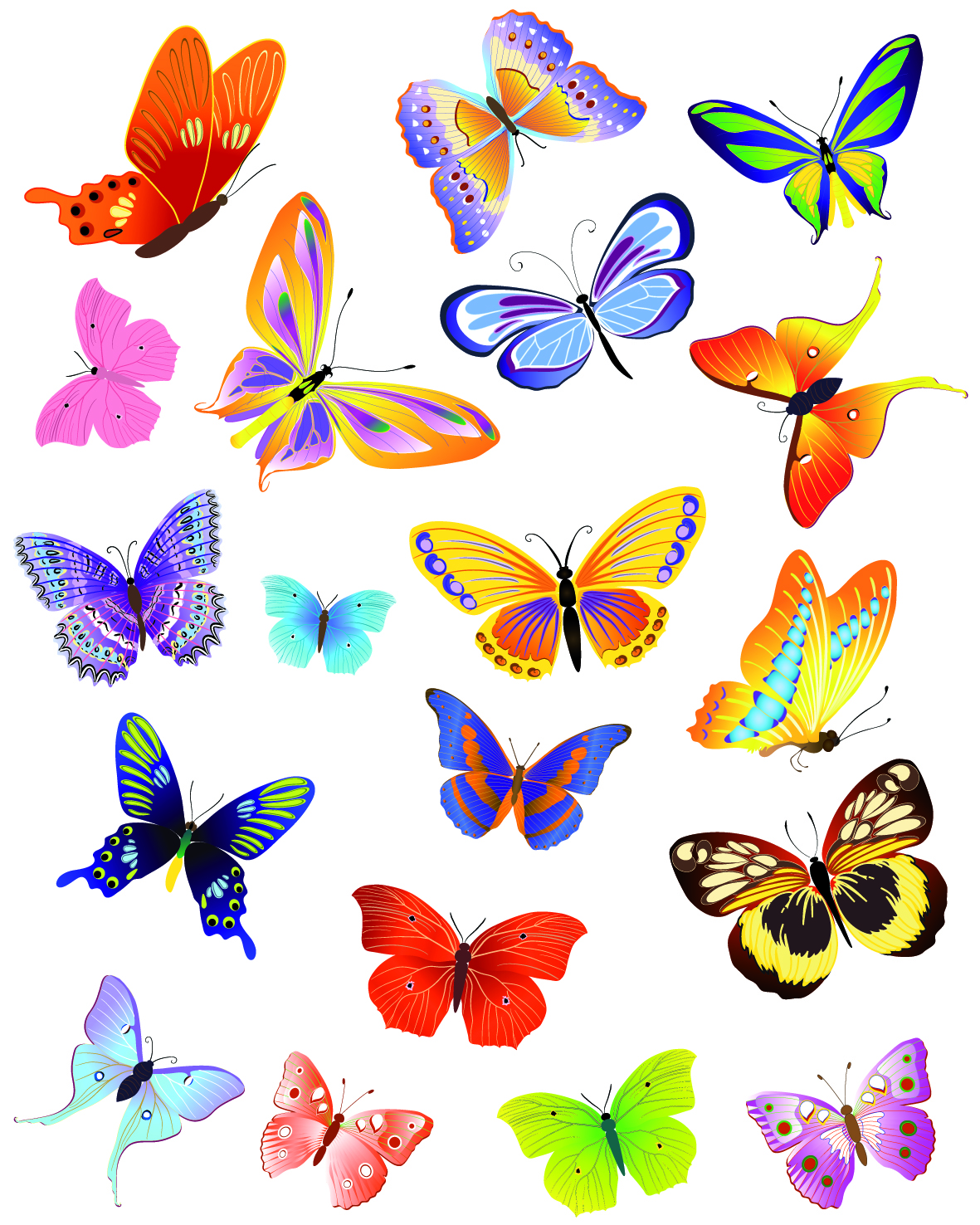 butterfly background colorful icons decor