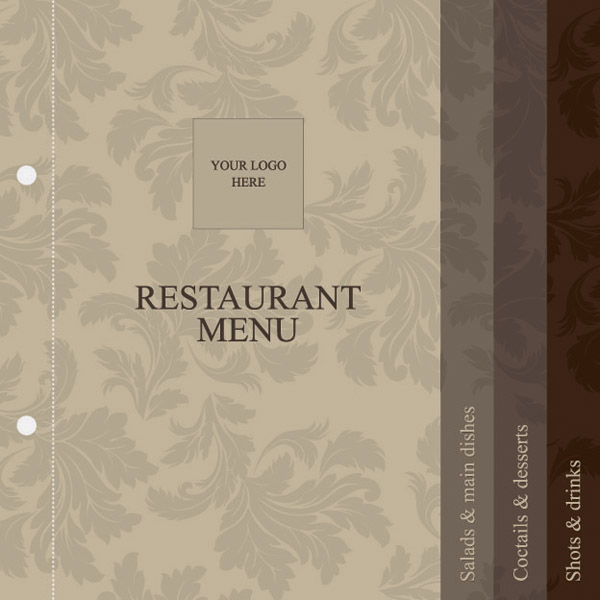 menu cover template classical leaf decor repeating design