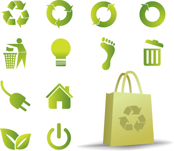 ecology design element green icons design