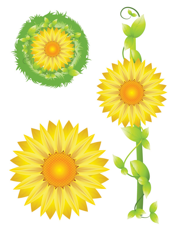 sunflower icons bright colorful modern design