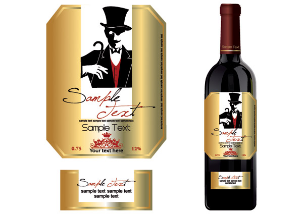 wine labels template bright golden design elegant man