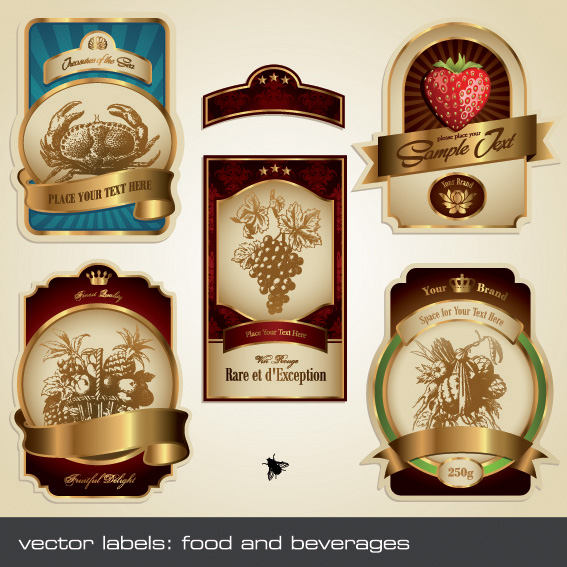 food label templates fruits crab icons modern design