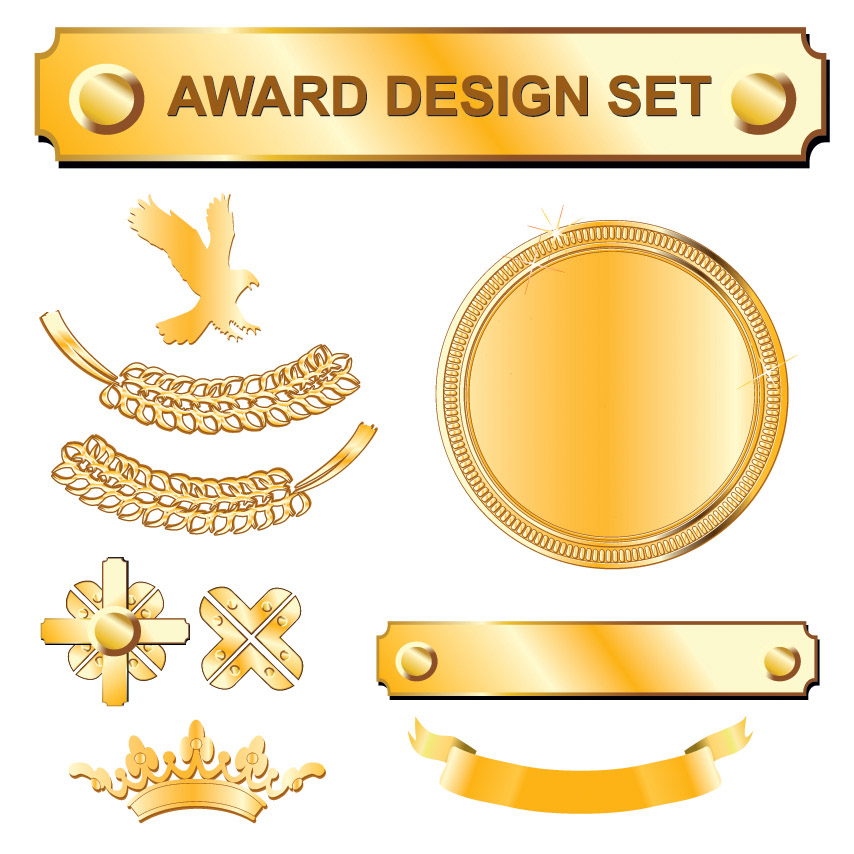 award design elements shiny golden symbols decor