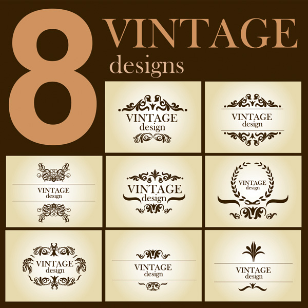 vintage design elements classical elegant symmetric curves