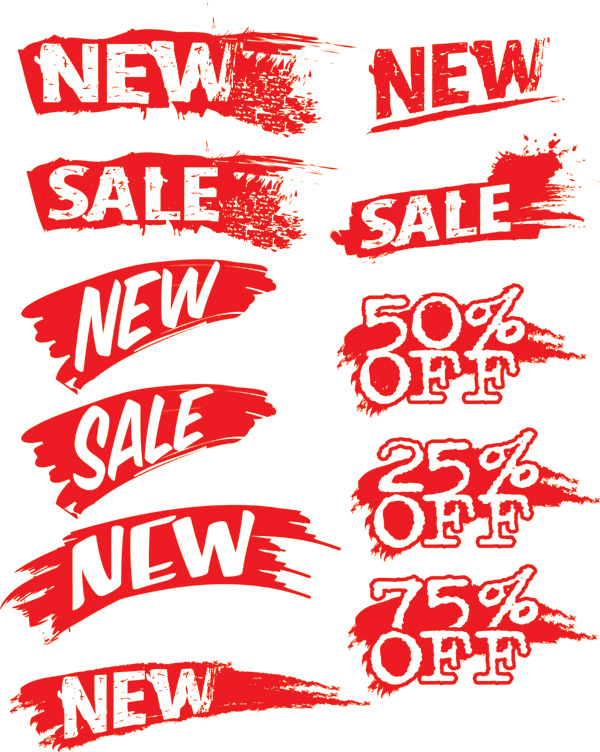 sales sign templates grunge texts design red white ornament