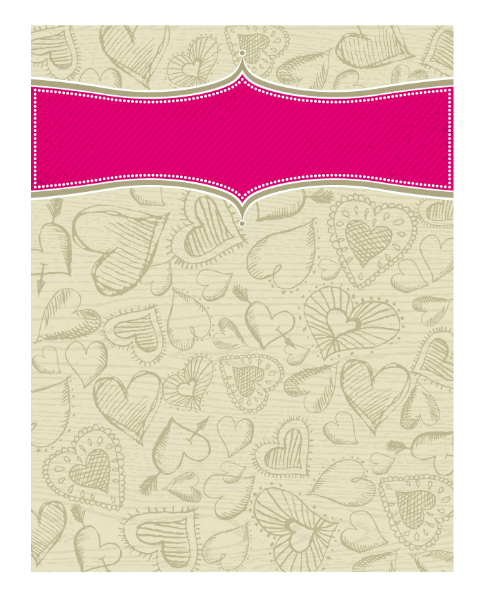 romance background hearts icons decor handdrawn sketch