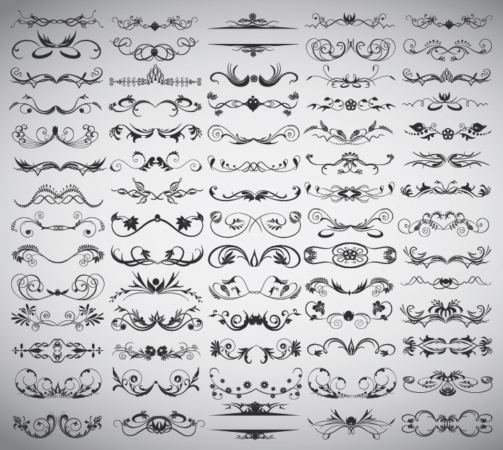 document design elements collection classical symmetric curves sketch