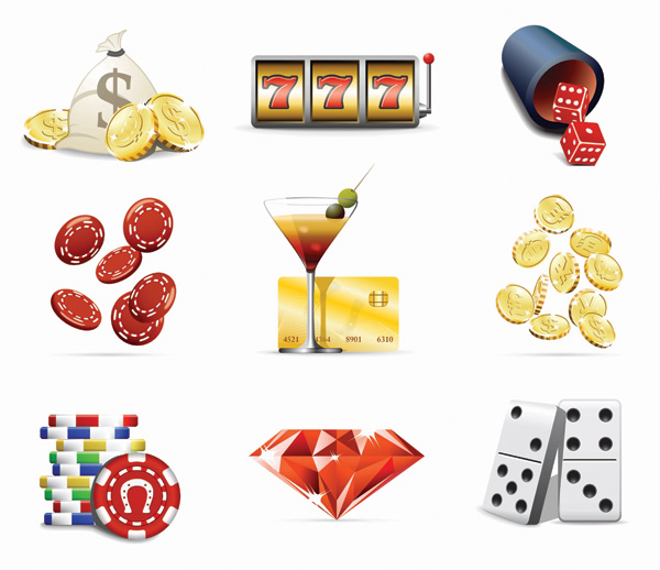 gambling design elements modern colored 3d objects icons