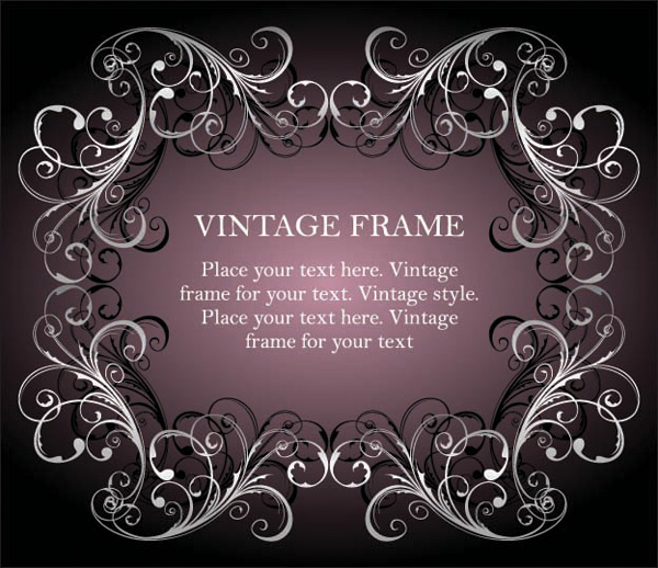 vintage frame template symmetric seamless curves ornament