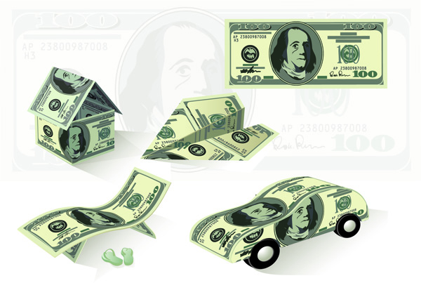 properties icons dollar icons house airplane car shapes