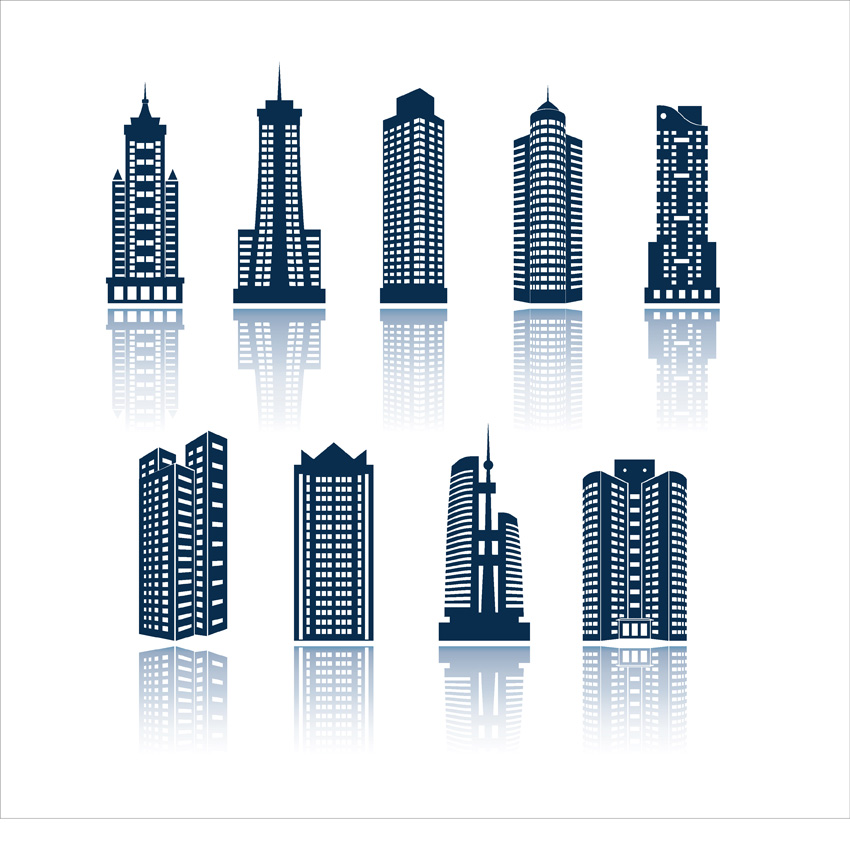 skyscraper building icons modern design