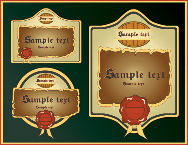 label templates vintage colored flat rounded shapes