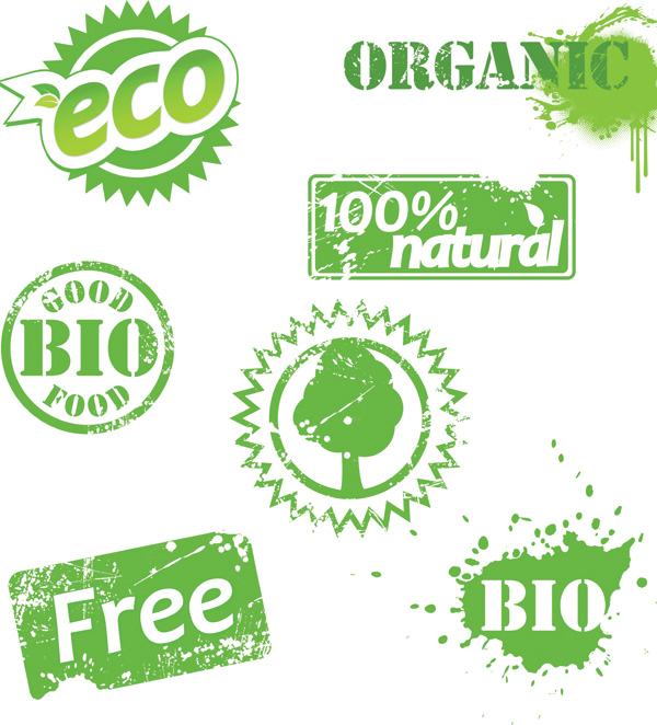 organic stamp templates green decor grunge retro design