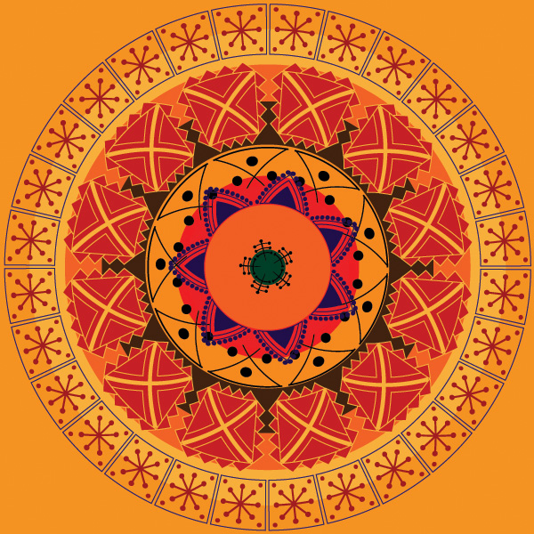 ethnic background classical symmetrical circle layout