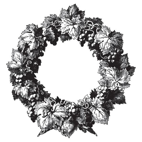 wreath border template classical black white outline