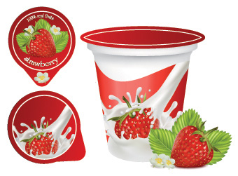 strawberry cream advertising banner modern colorful 3d decor