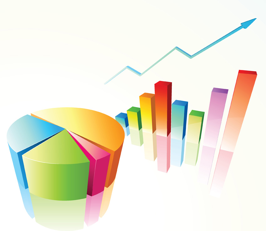 business chart templates colorful 3d pie column arrow