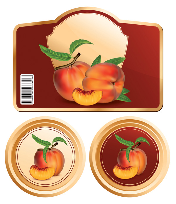 fruit labels templates peach icon modern colored shapes