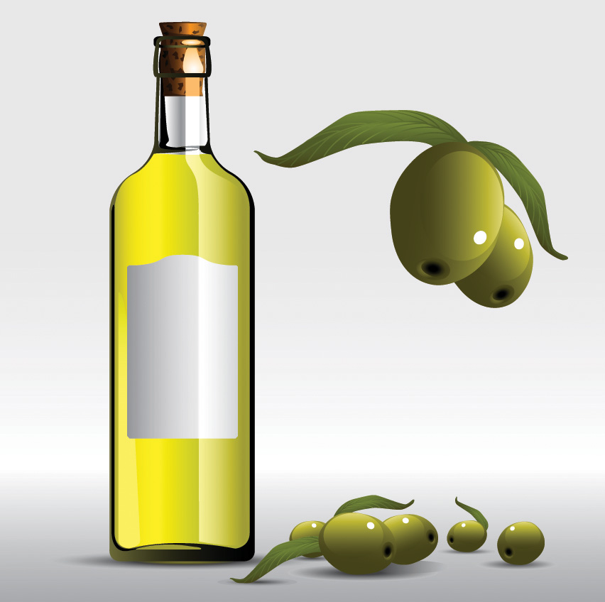 olive oil advertising background bottle fruit icons decor