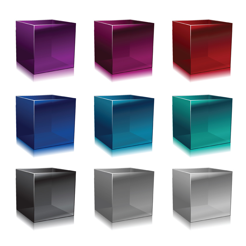 cubic box icons colored modern 3d design