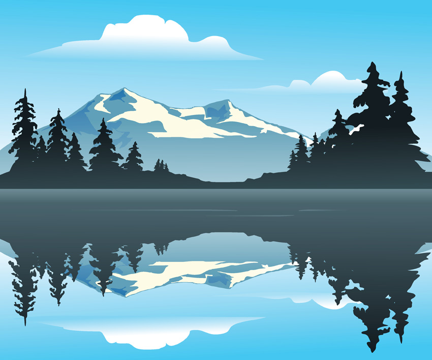 nature landscape background mountain lake icons reflection design