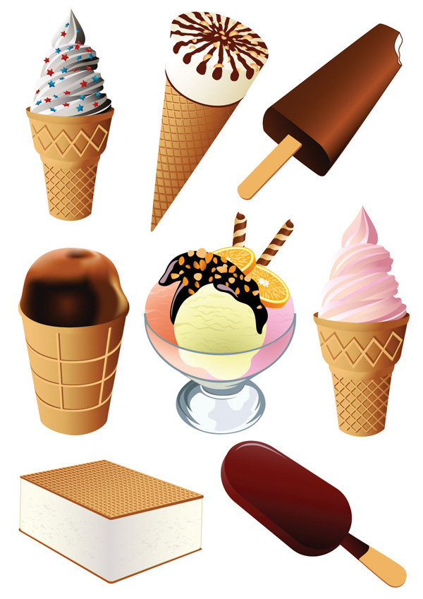 ice cream icons colored modern 3d design