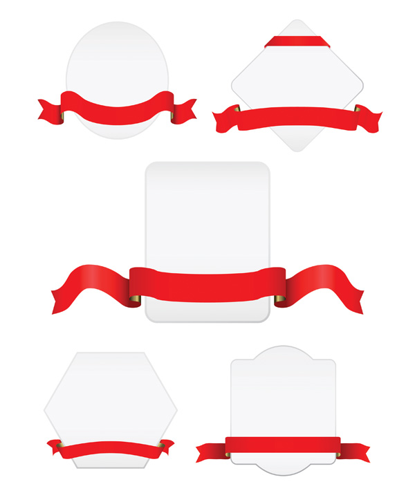 label sets white blank templates 3d red ribbon