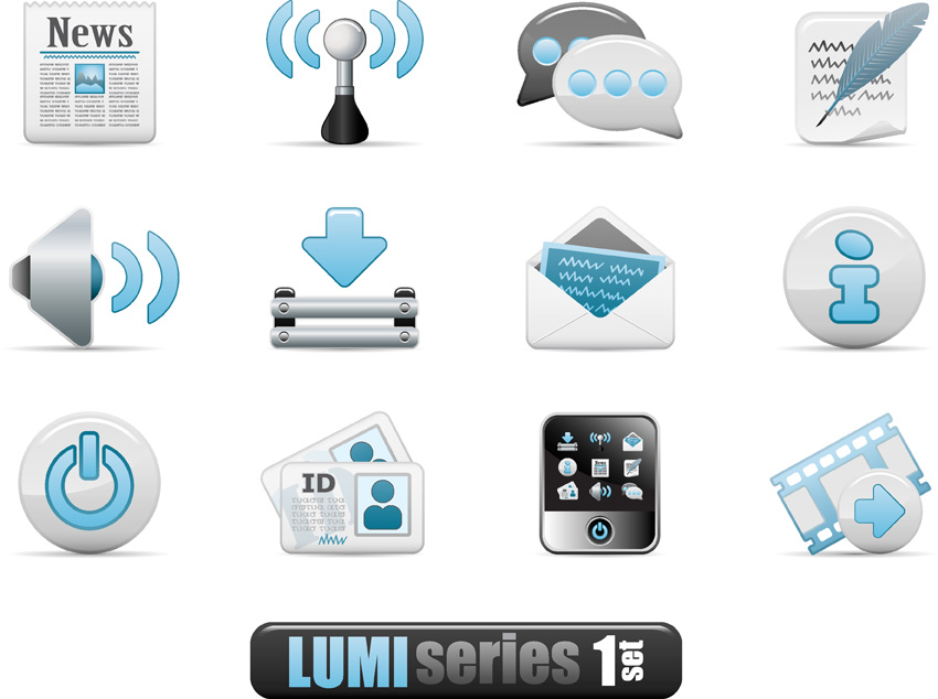 media icons templates shiny modern design