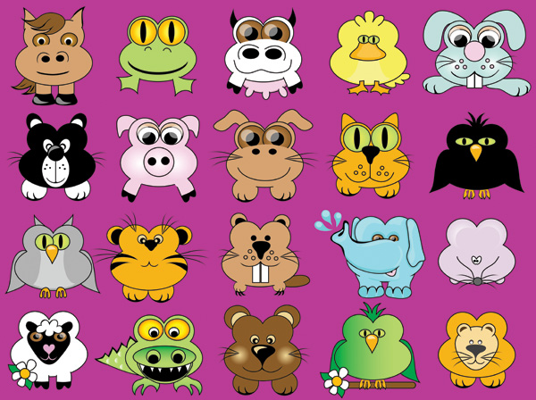 animal icons cute cartoon characters