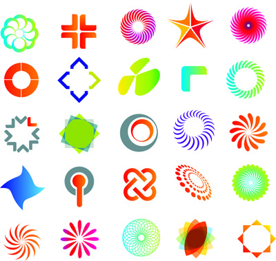 decorative icons collection colorful modern shapes