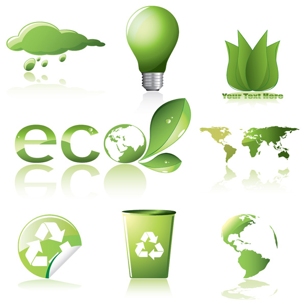 ecology design elements modern green symbols decor