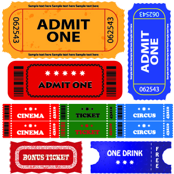 ticket templates collection modern colored flat shapes