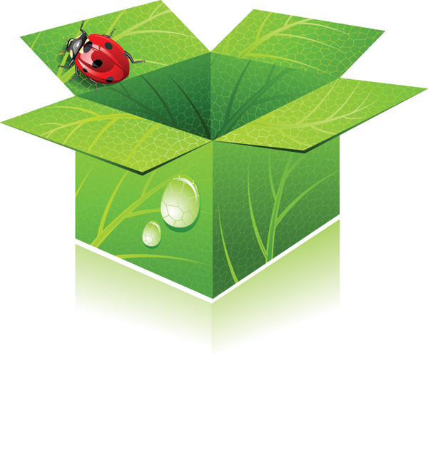 eco box icon 3d green leaf ladybug decor