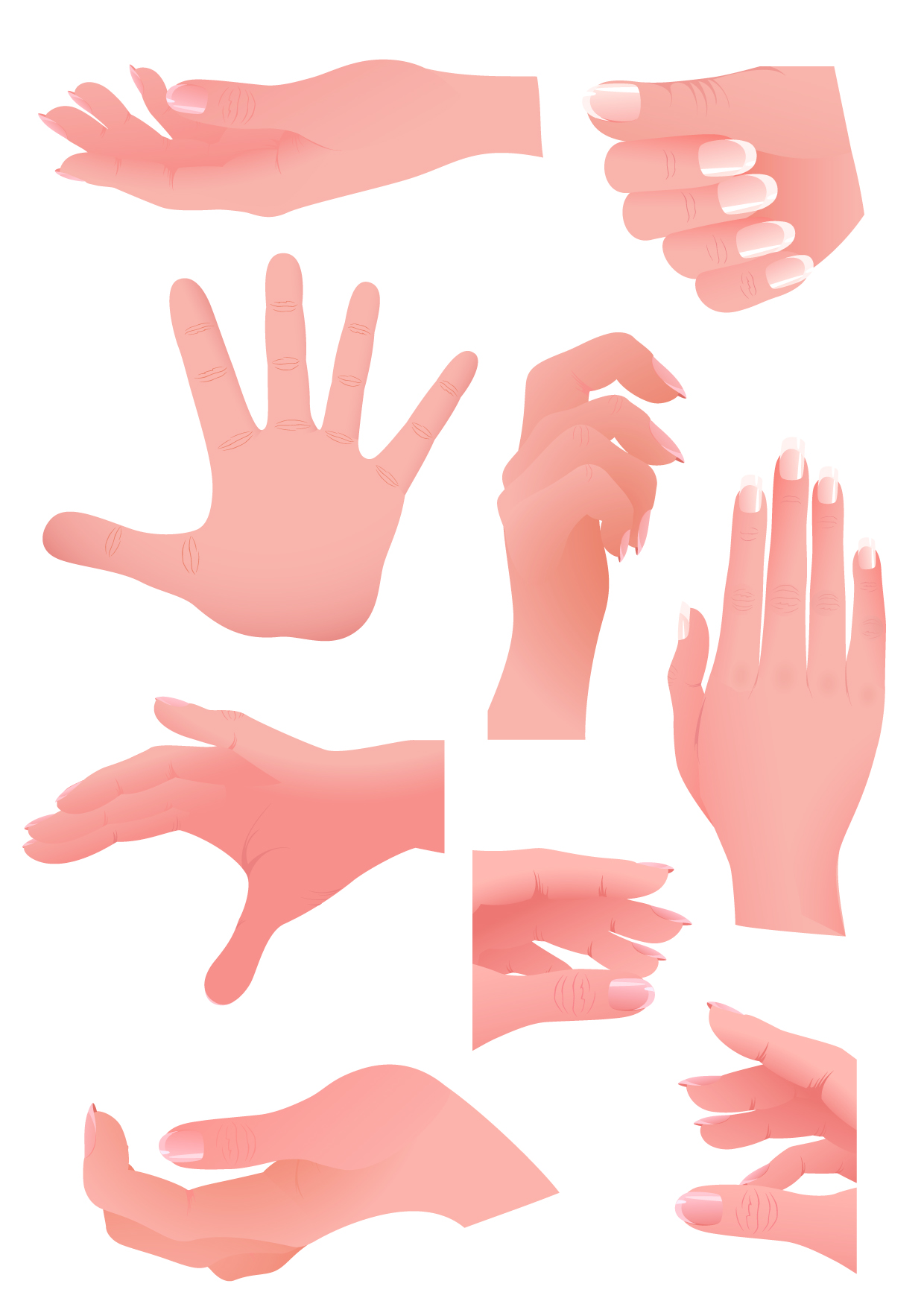 hand gestures icons modern colored sketch