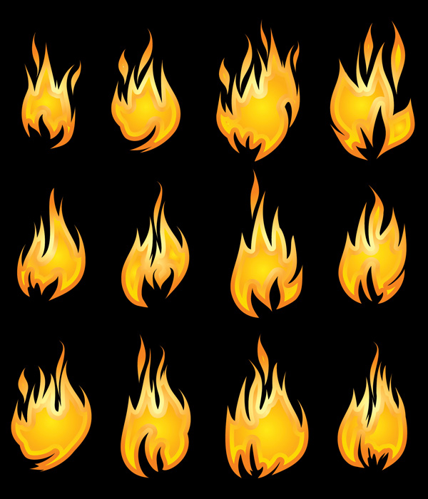 fire icons collection flat red shapes design