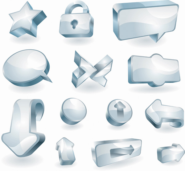 sign templates collection modern 3d shiny grey shapes