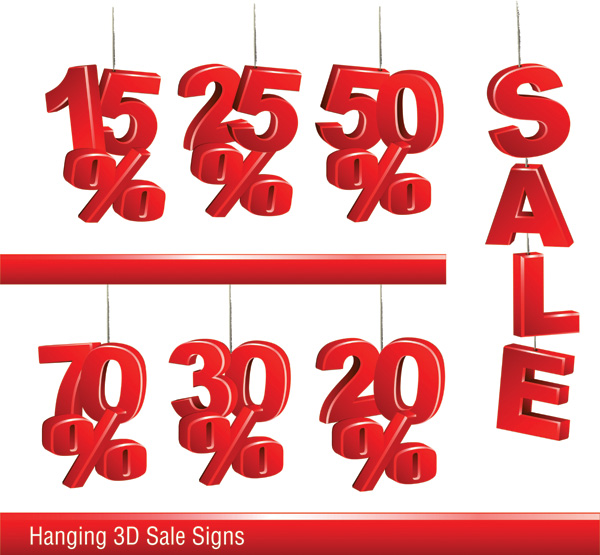 sale design elements red hanging tags 3d design