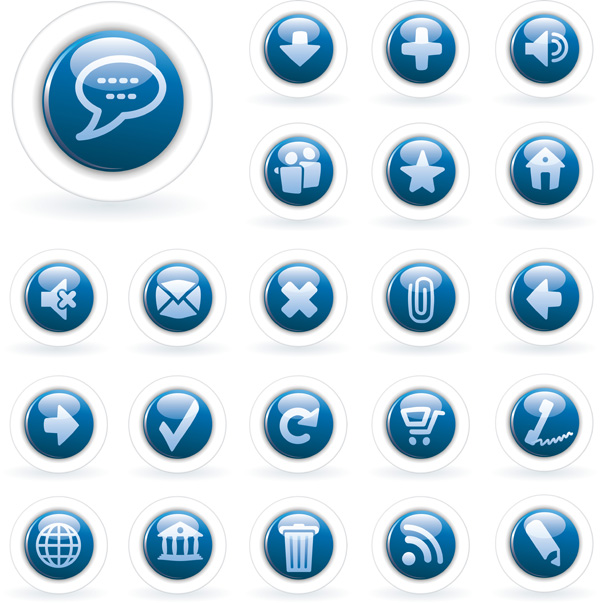 ui button collection modern shiny blue circles design